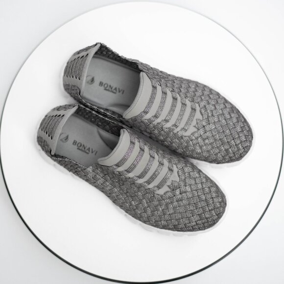 Bonavi Women’s Antistress Silver Woven Stretch Slip-On Shoes 6.5 US Lightweight - Picture 7 of 10